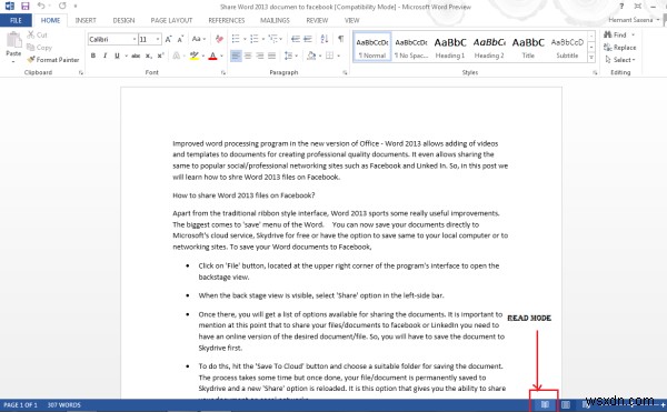 How to use Read Mode feature in Microsoft Word