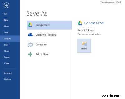 Add Google Drive and Dropbox as Save locations in Microsoft Office