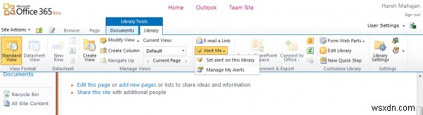 How to add alerts for Documents, Site Pages, Folders in Office 365