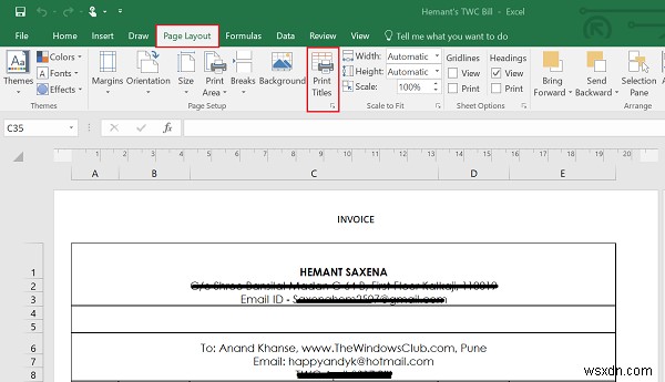 How to select a Row or Column as the Print Title of a Microsoft Excel Report