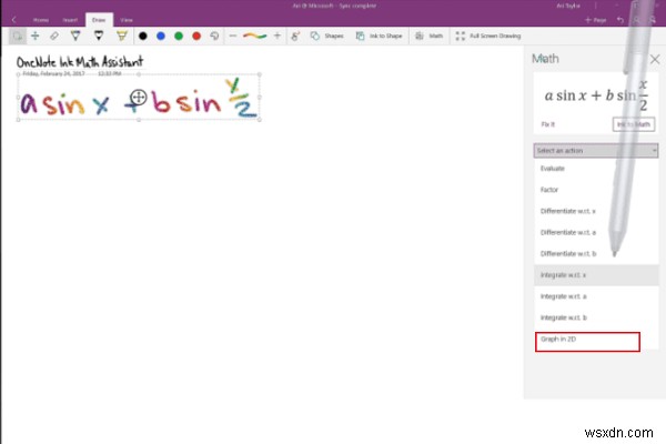 How to Graph An Equation in OneNote for Windows 10