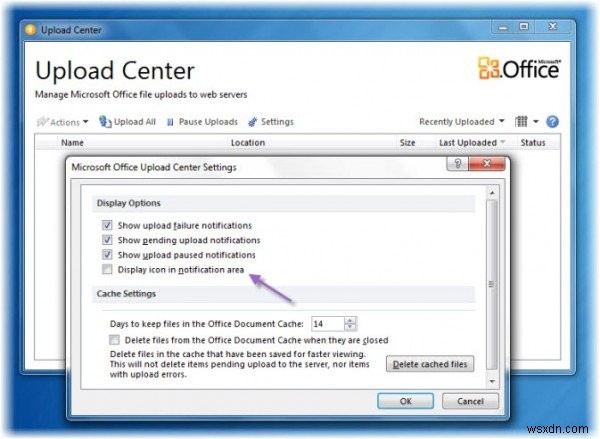 Microsoft Office Upload Center: Remove its taskbar icon or Disable it completely
