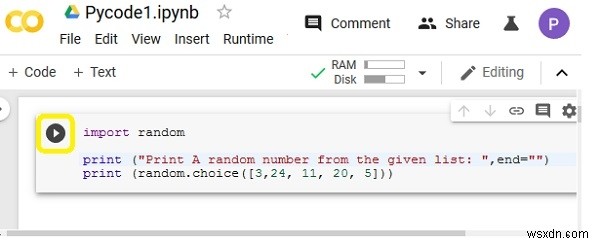 How to run Python code on Google Colaboratory?
