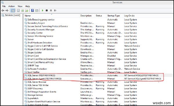 How to start and stop services in MS SQL Server