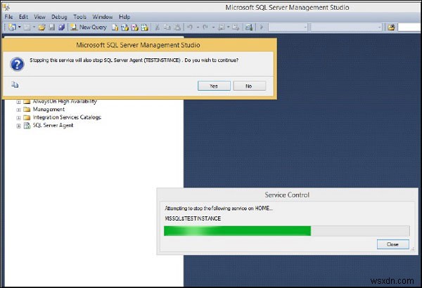 How to start and stop services in MS SQL Server