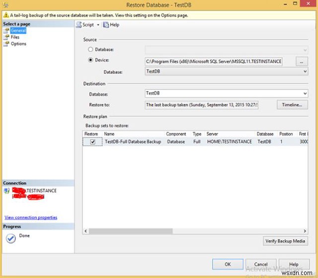 How to recover the database in MS SQL Server
