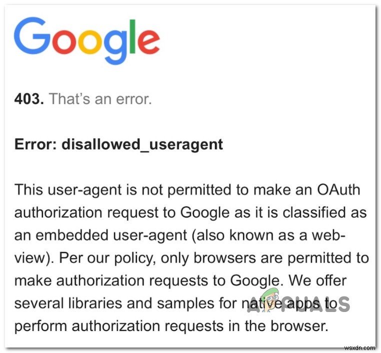 403 Google ‘Error: Disallowed_Useragent’ on Android and iOS