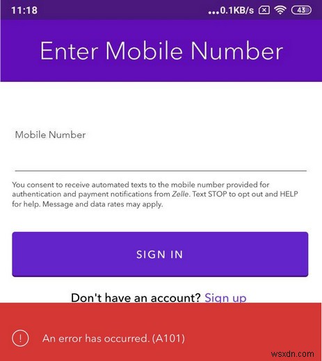How to Troubleshoot Zelle Sign-in Error Code: A101