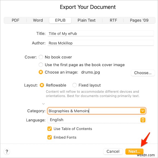 How to Save Documents Created in Pages as an ePub