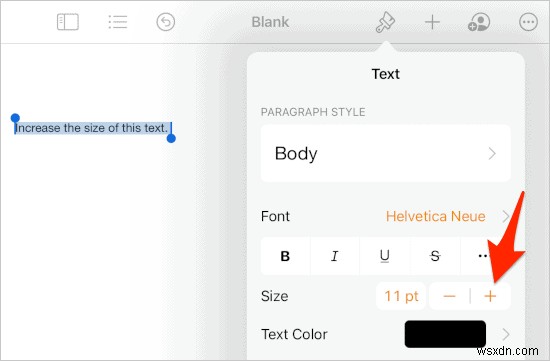 How to Increase the Font Size in Pages for the iPad