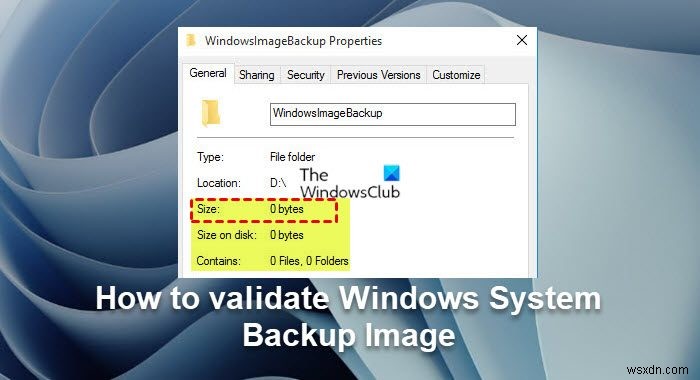 How to validate Windows System Backup Image