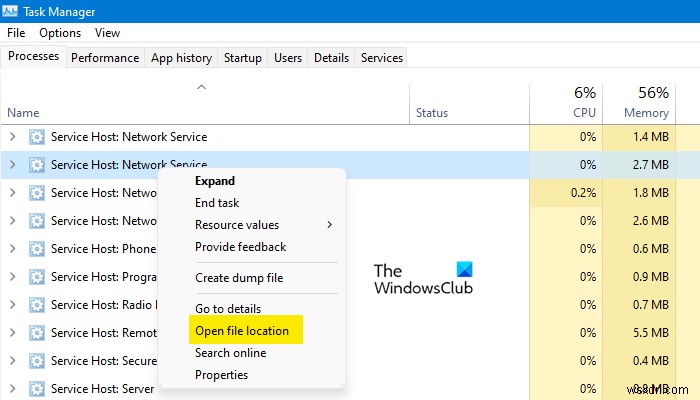 Service Host Network Service High network usage in Windows 11/10