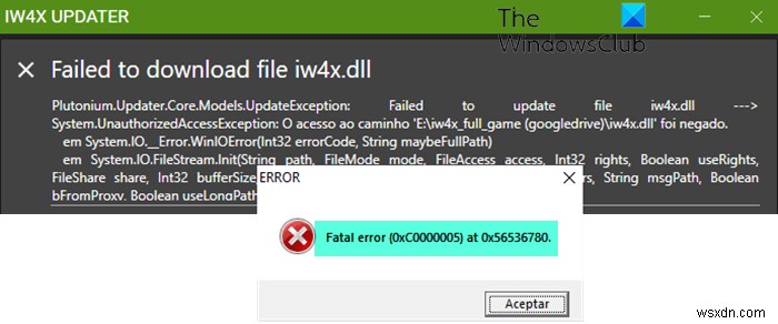 Fix IW4x Fatal Error 0xC0000005 on Windows PC