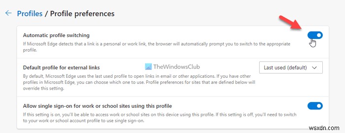 How to automatically switch Profiles for specific sites in Edge