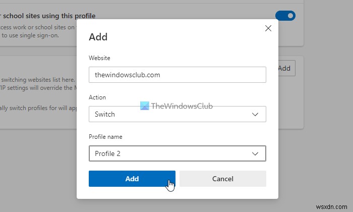 How to automatically switch Profiles for specific sites in Edge