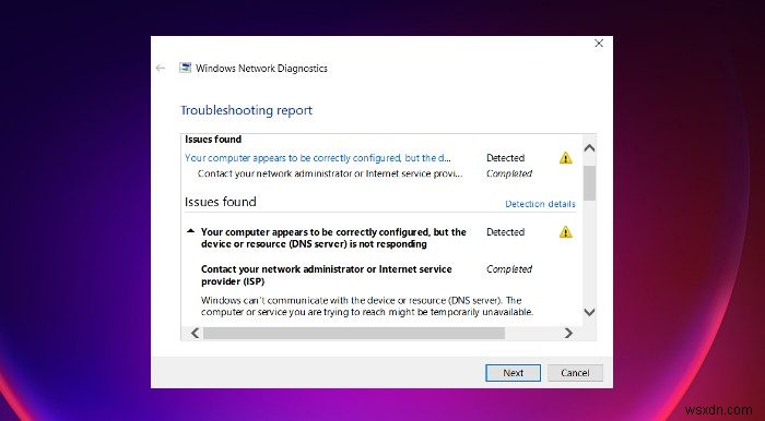 Computer appears to be correctly configured, but the web proxy is not responding