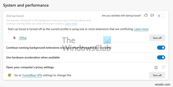 Microsoft Edge Startup Boost is grayed out or turned off
