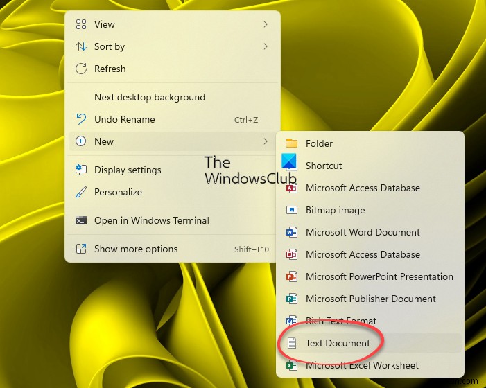 Create New Text document item is missing from Context Menu in Windows 11/10