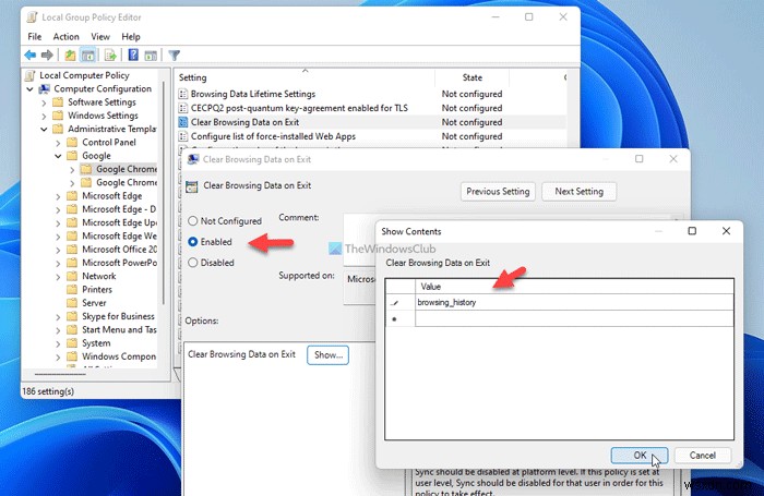 How to automatically clear Chrome browsing data on exit