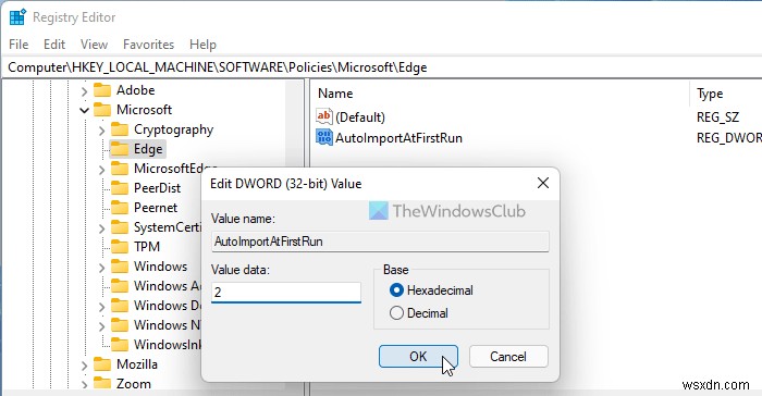 How to automatically Import another browser data into Edge at the first run