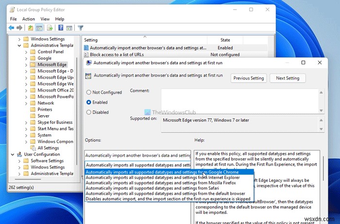 How to automatically Import another browser data into Edge at the first run