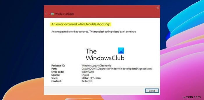 Troubleshooters not working in Windows 11/10; An error occurred while troubleshooting
