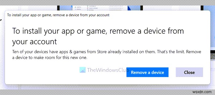 Fix To install your app or game, remove a device from your account error message