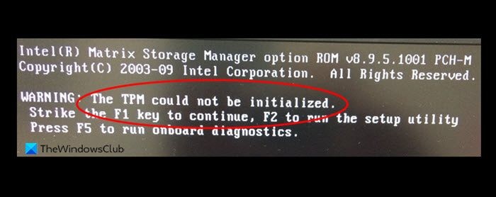 The TPM could not be initialized after BIOS update