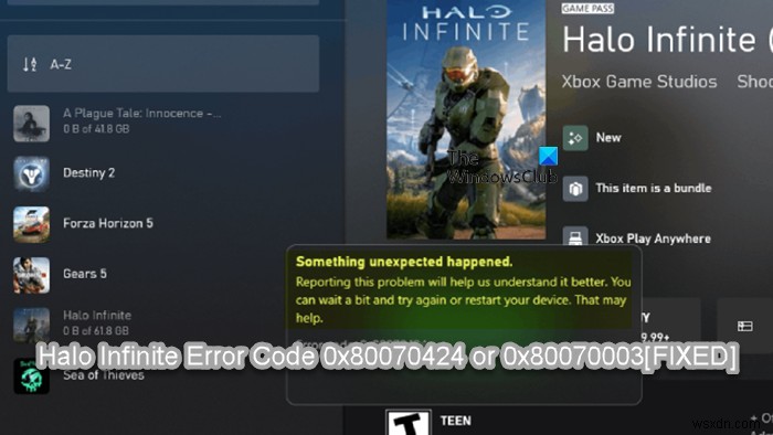 Fix Halo Infinite Error Code 0x80070424 or 0x80070003 on Windows PC