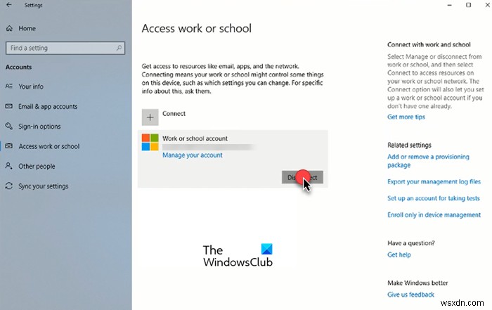 How to remove Work or School account in Windows 11/10