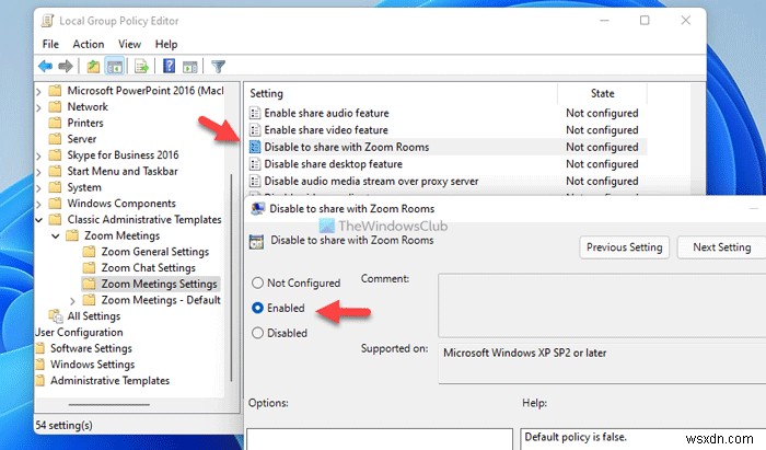 How to enable or disable Share to Zoom Rooms on Windows 11/10 