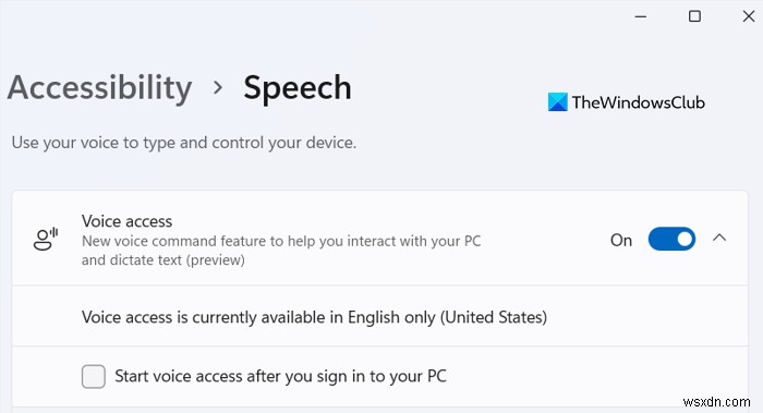 How to enable Voice Access in Windows 11