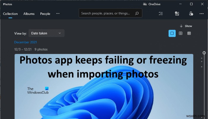Fix Photos app keeps failing or freezing when importing photos