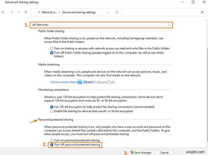 How to turn off Password Protected Sharing in Windows 11/10