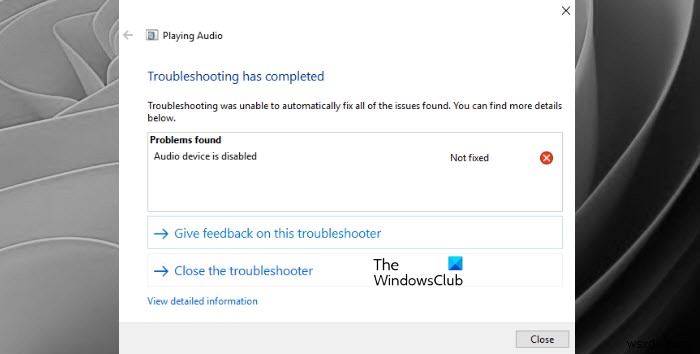 Audio device is disabled in Windows 11/10