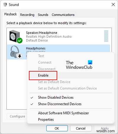 Audio device is disabled in Windows 11/10