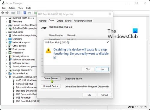 Selective Suspend causes USB devices on USB hub to stop functioning