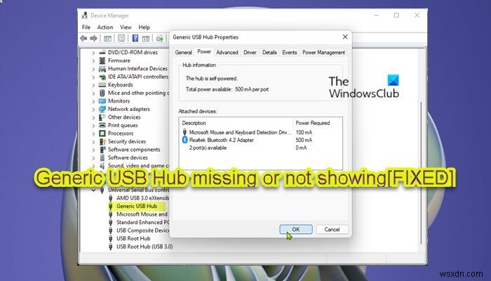 Fix Generic USB Hub missing or not showing in Windows 11/10