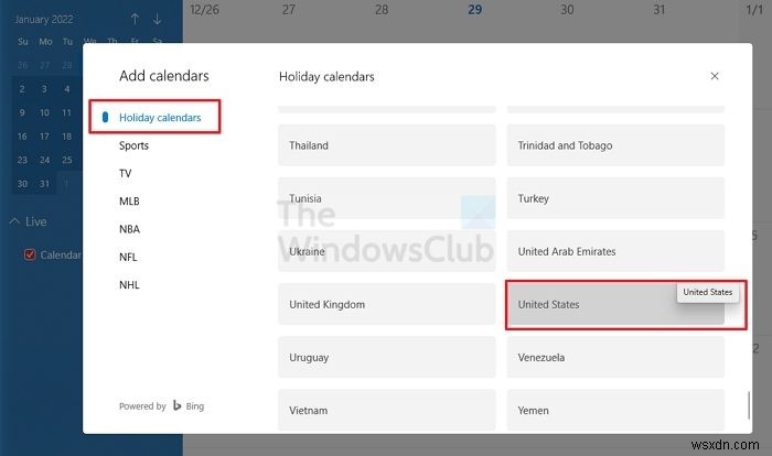 How to add National Holidays to Calendar App in Windows 11/10
