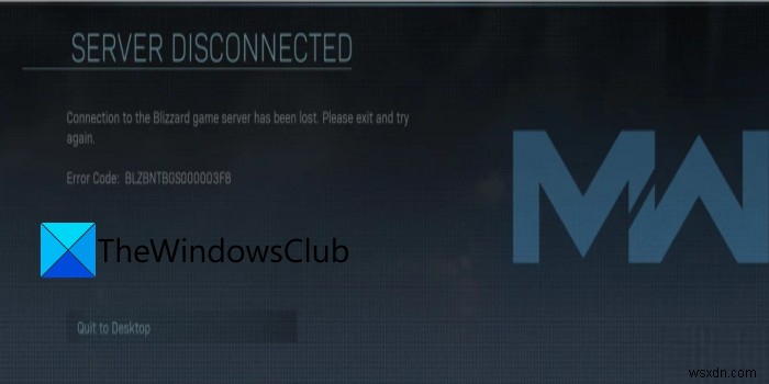 Connection to the Blizzard game server has been lost, Error Code BLZBNTBGS000003F8
