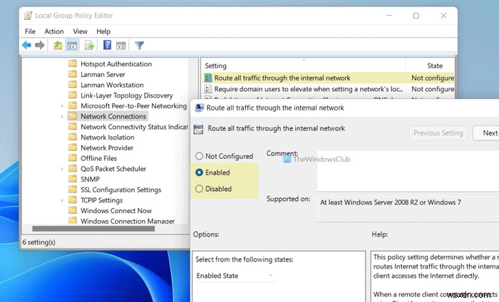 How to route all Traffic through the Internal Network in Windows 11/10