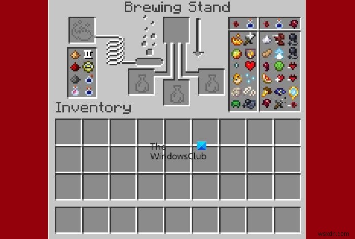 Minecraft Brewing Stand Recipes and Charts