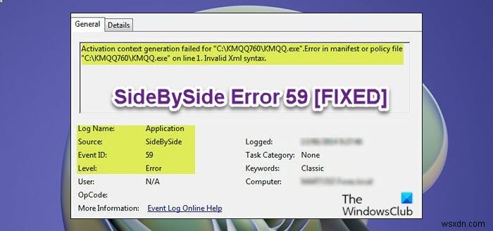 Fix SideBySide Error 59 on Windows computers
