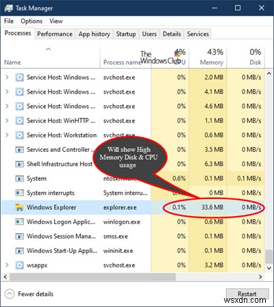 Explorer.exe High Memory & CPU usage in Windows 11/10