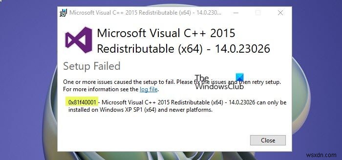 Fix 0x81f40001 Microsoft Visual C++ error on Windows 11/10