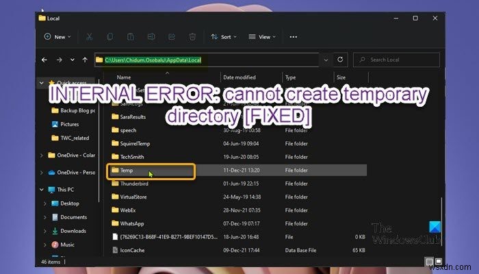 INTERNAL ERROR: Cannot create temporary directory [Fixed]