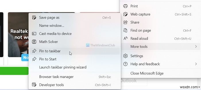 Pin website shortcuts to Taskbar & Start Menu using Chrome, Edge, Firefox in Windows 11/10