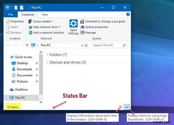 How to Enable or Disable Status Bar in File Explorer in Windows 11/10