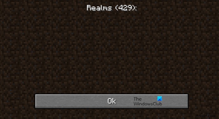 Fix Minecraft Realms Error Code 429 on PC