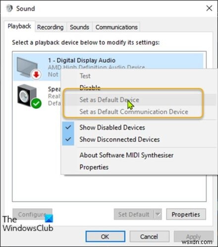 How to change Default Sound Output Device in Windows 11/10